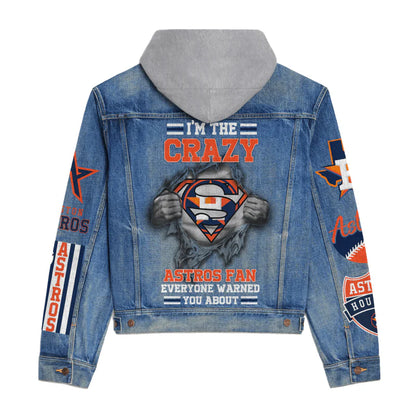 LIMITED EDITION - NEW CUSTOMIZED MLB10 HAS HOUSTON ASTROS HOODED DENIM JACKET