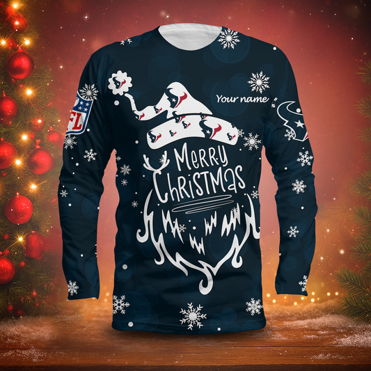 LIMITED EDITION - NEW CUSTOMIZED NFL15 HTT HOUSTON TEXANS LONG SLEEVED T-SHIRT