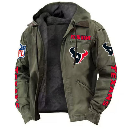 LIMITED EDITION - NEW CUSTOMIZED NFL15 HTT HOUSTON TEXANS HOODED CARDIGAN JACKET