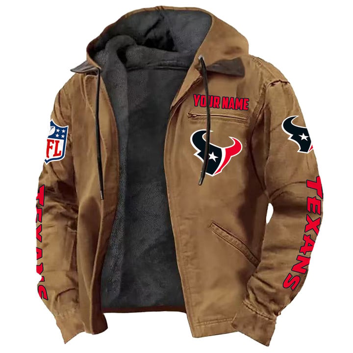 LIMITED EDITION - NEW CUSTOMIZED NFL15 HTT HOUSTON TEXANS HOODED CARDIGAN JACKET