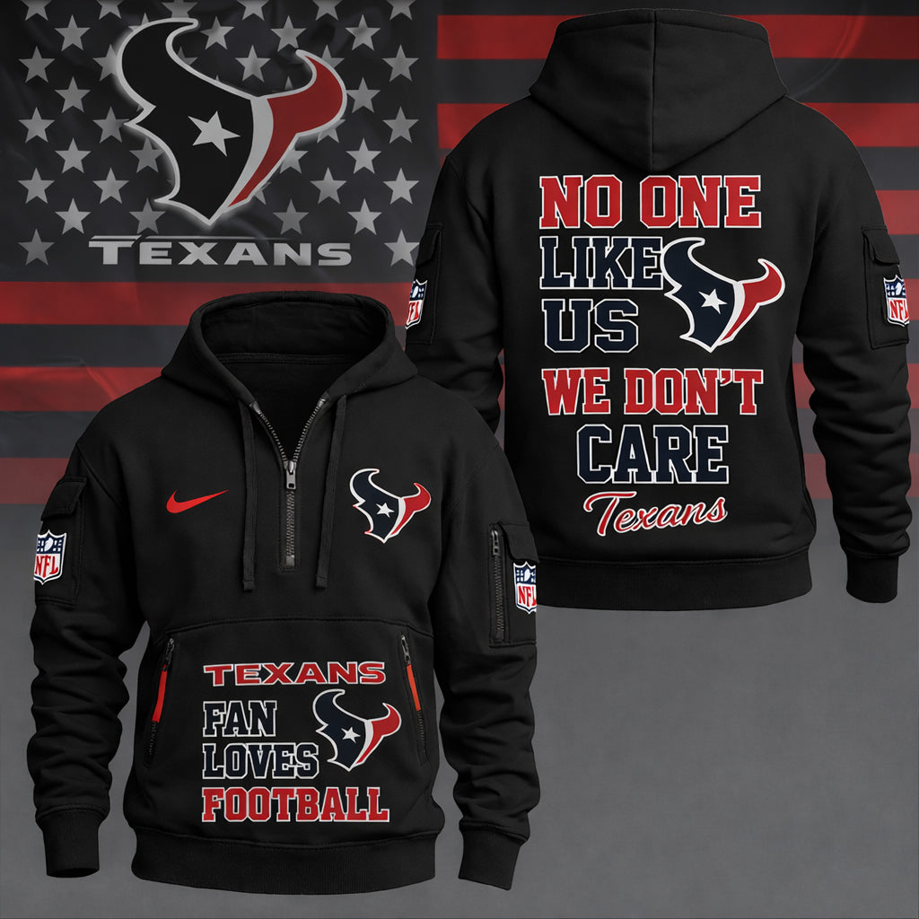 LIMITED EDITION - NEW CUSTOMIZED NFL15 HTT HOUSTON TEXANS QUARTER ZIP HOODIE