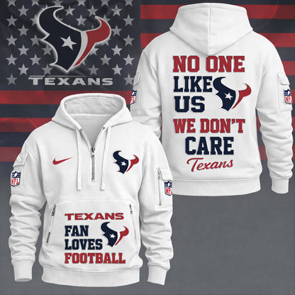 LIMITED EDITION - NEW CUSTOMIZED NFL15 HTT HOUSTON TEXANS QUARTER ZIP HOODIE