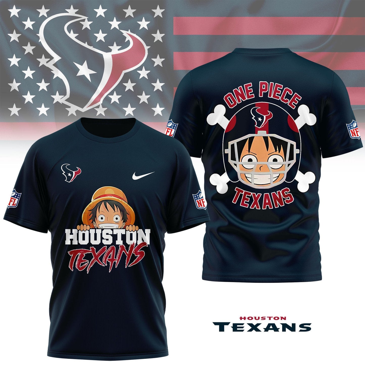 LIMITED EDITION - NEW CUSTOMIZED NFL15 HTT HOUSTON TEXANS ONE PIECE FAN 3D SHIRT