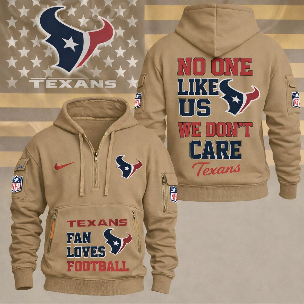 LIMITED EDITION - NEW CUSTOMIZED NFL15 HTT HOUSTON TEXANS QUARTER ZIP HOODIE