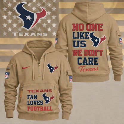 LIMITED EDITION - NEW CUSTOMIZED NFL15 HTT HOUSTON TEXANS QUARTER ZIP HOODIE