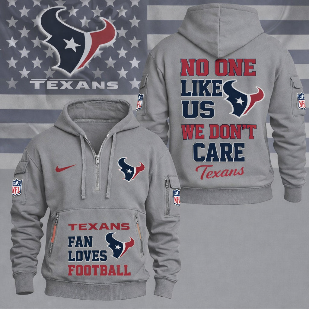 LIMITED EDITION - NEW CUSTOMIZED NFL15 HTT HOUSTON TEXANS QUARTER ZIP HOODIE