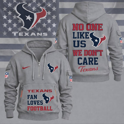 LIMITED EDITION - NEW CUSTOMIZED NFL15 HTT HOUSTON TEXANS QUARTER ZIP HOODIE