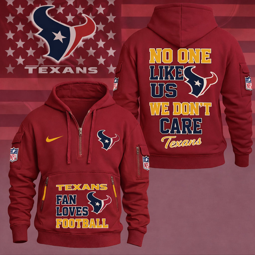 LIMITED EDITION - NEW CUSTOMIZED NFL15 HTT HOUSTON TEXANS QUARTER ZIP HOODIE