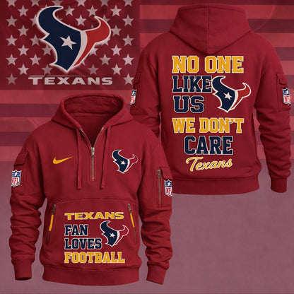 LIMITED EDITION - NEW CUSTOMIZED NFL15 HTT HOUSTON TEXANS QUARTER ZIP HOODIE