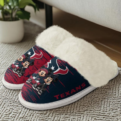 LIMITED EDITION - NEW CUSTOMIZED NFL15 HTT HOUSTON TEXANS COTTON SLIPPERS