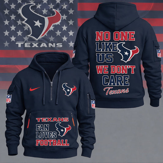 LIMITED EDITION - NEW CUSTOMIZED NFL15 HTT HOUSTON TEXANS QUARTER ZIP HOODIE