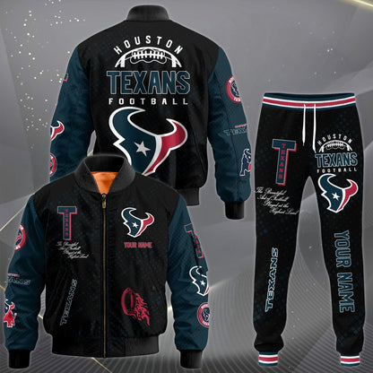 LIMITED EDITION - NEW CUSTOMIZED NFL15 HTT HOUSTON TEXANS SATIN VARSITY JACKET & LONG PANTS