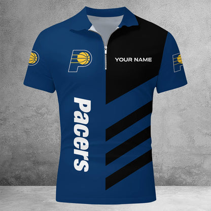 LIMITED EDITION - NEW CUSTOMIZED NBA06 IP INDIANA PACERS ZIP POLO SHIRT
