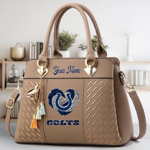 LIMITED EDITION - NEW CUSTOMIZED NFL17 IDC INDIANAPOLIS COLTS ZIP HANDBAG MULTICOLOR