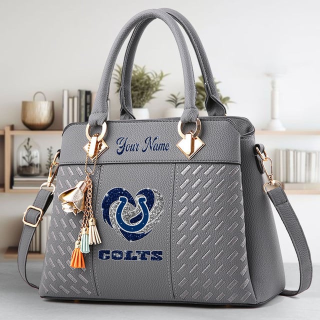 LIMITED EDITION - NEW CUSTOMIZED NFL17 IDC INDIANAPOLIS COLTS ZIP HANDBAG MULTICOLOR