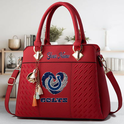 LIMITED EDITION - NEW CUSTOMIZED NFL17 IDC INDIANAPOLIS COLTS ZIP HANDBAG MULTICOLOR