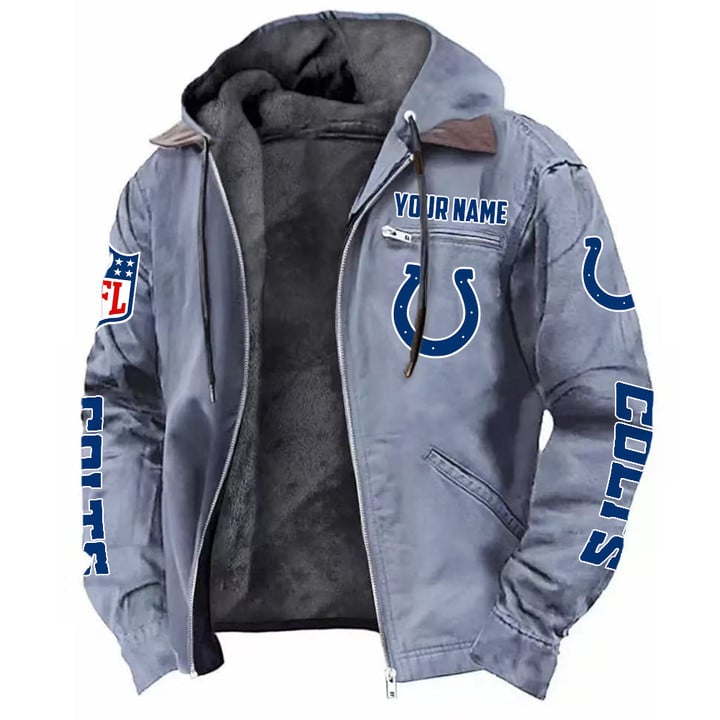 LIMITED EDITION - NEW CUSTOMIZED NFL17 IDC INDIANAPOLIS COLTS HOODED CARDIGAN JACKET
