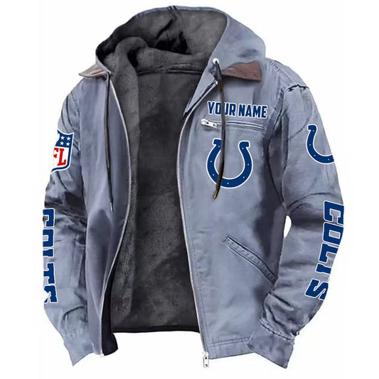 LIMITED EDITION - NEW CUSTOMIZED NFL17 IDC INDIANAPOLIS COLTS HOODED CARDIGAN JACKET