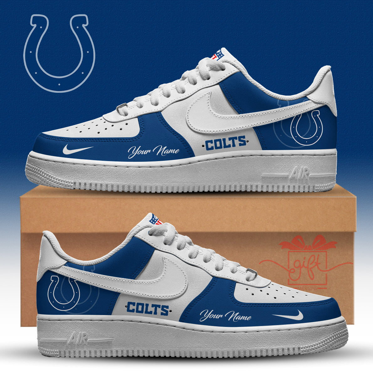 LIMITED EDITION - NEW CUSTOMIZED NFL17 IDC INDIANAPOLIS COLTS AF1 SNEAKERS