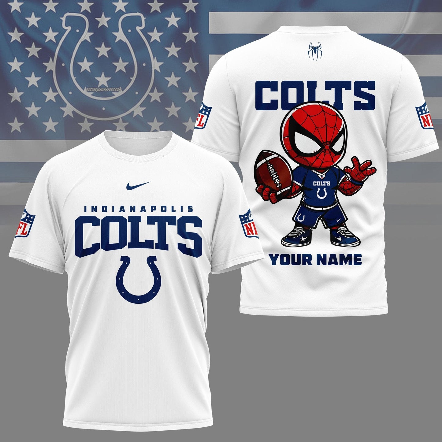 LIMITED EDITION - NEW CUSTOMIZED NFL17 IDC INDIANAPOLIS COLTS SPIDER HERO 3D SHIRT