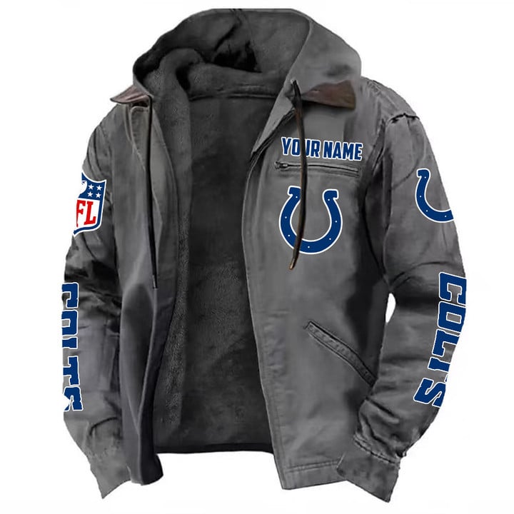 LIMITED EDITION - NEW CUSTOMIZED NFL17 IDC INDIANAPOLIS COLTS HOODED CARDIGAN JACKET