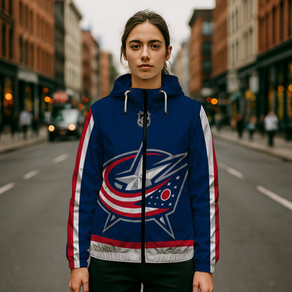 LIMITED EDITION - NEW CUSTOMIZED NHL18 CBJ COLUMBUS BLUE JACKETS WINDBREAKER JERSEY JACKET