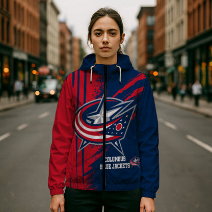 LIMITED EDITION - NEW CUSTOMIZED NHL18 CBJ COLUMBUS BLUE JACKETS WINDBREAKER JACKET