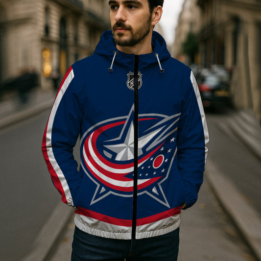LIMITED EDITION - NEW CUSTOMIZED NHL18 CBJ COLUMBUS BLUE JACKETS WINDBREAKER JERSEY JACKET