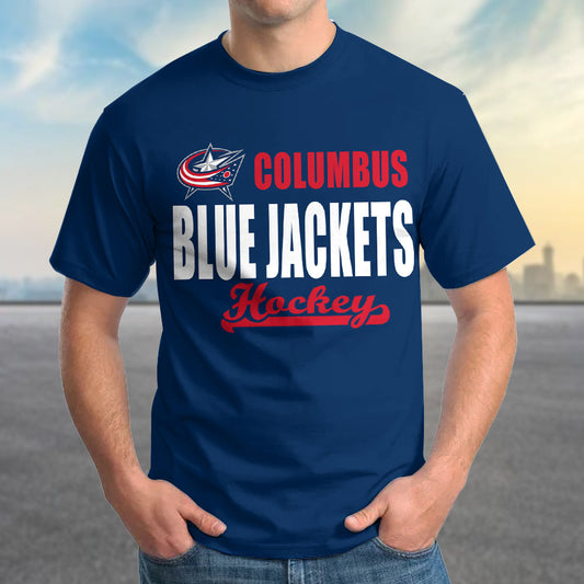 LIMITED EDITION - NEW CUSTOMIZED NHL18 CBJ COLUMBUS BLUE JACKETS T-SHIRT FOR FAMILY (ADULTS & KIDS)