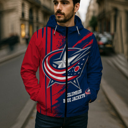 LIMITED EDITION - NEW CUSTOMIZED NHL18 CBJ COLUMBUS BLUE JACKETS WINDBREAKER JACKET