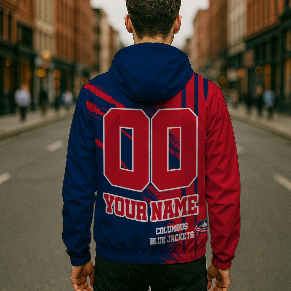 LIMITED EDITION - NEW CUSTOMIZED NHL18 CBJ COLUMBUS BLUE JACKETS WINDBREAKER JACKET