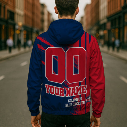 LIMITED EDITION - NEW CUSTOMIZED NHL18 CBJ COLUMBUS BLUE JACKETS WINDBREAKER JACKET