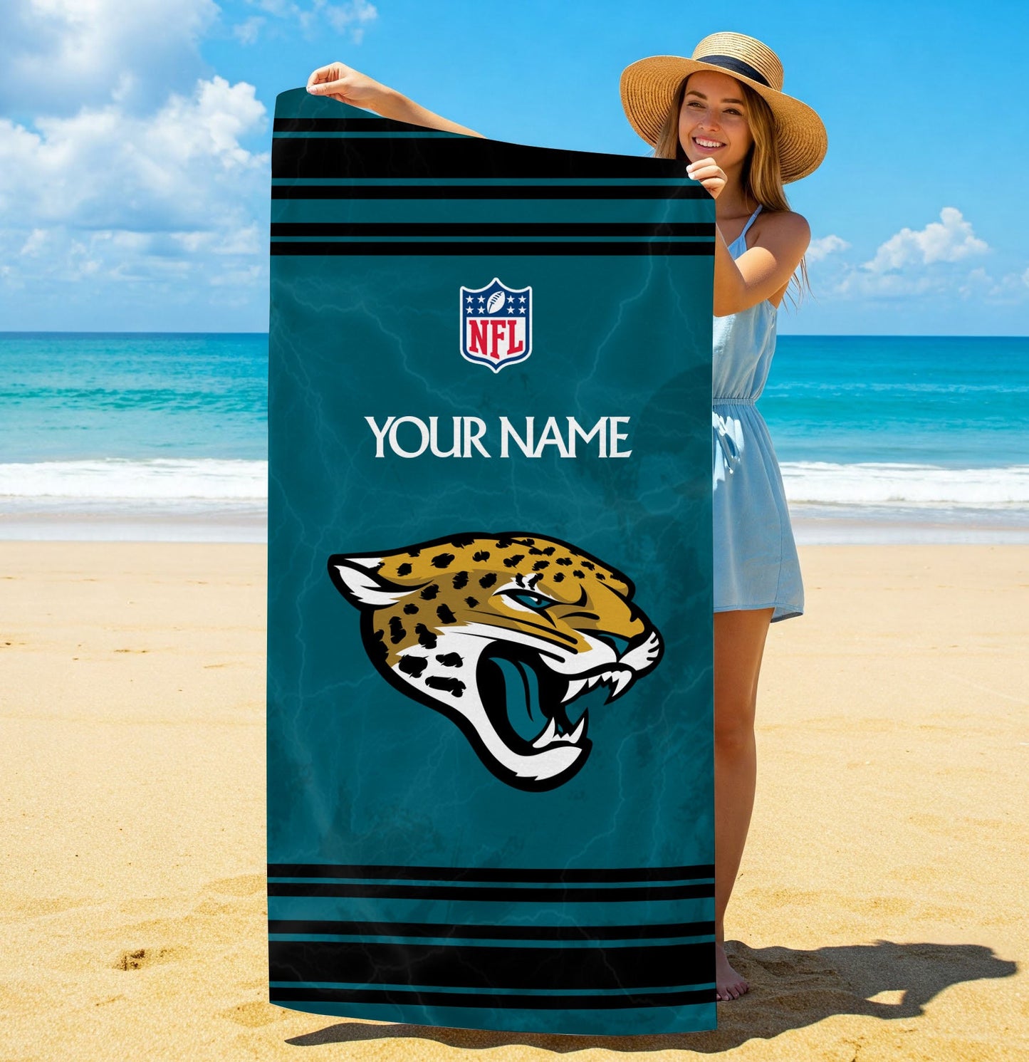 LIMITED EDITION - NEW CUSTOMIZED NFL30 JSJ JACKSONVILLE JAGUARS BEACH & BATH TOWEL (KIDS & ADULTS)