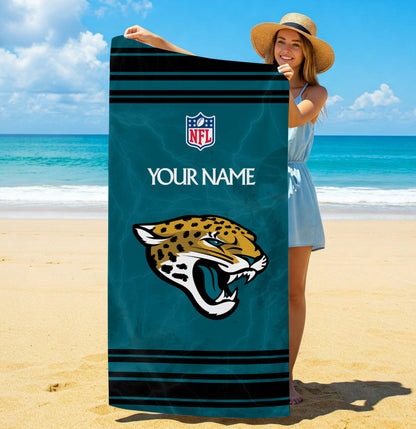 LIMITED EDITION - NEW CUSTOMIZED NFL30 JSJ JACKSONVILLE JAGUARS BEACH & BATH TOWEL (KIDS & ADULTS)