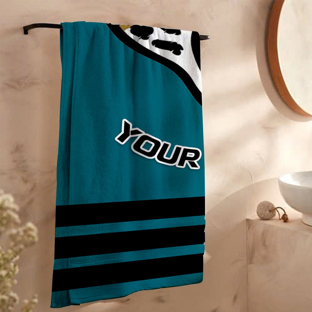 LIMITED EDITION - NEW CUSTOMIZED NFL30 JSJ JACKSONVILLE JAGUARS BEACH & BATH TOWEL