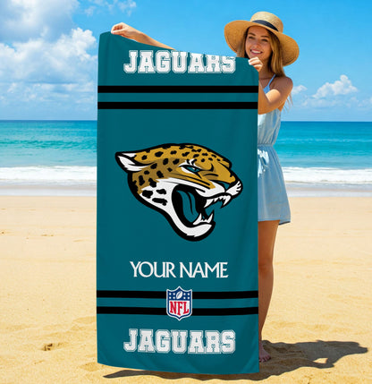 LIMITED EDITION - NEW CUSTOMIZED NFL30 JSJ JACKSONVILLE JAGUARS BEACH & BATH TOWEL (KIDS & ADULTS)