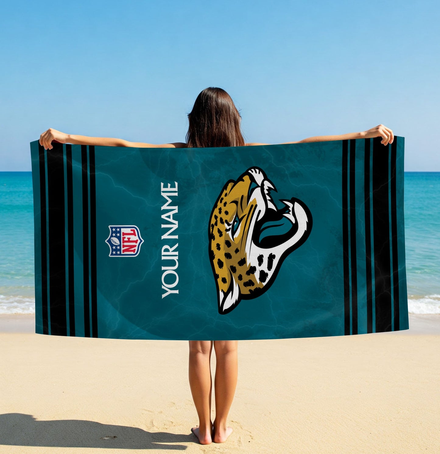 LIMITED EDITION - NEW CUSTOMIZED NFL30 JSJ JACKSONVILLE JAGUARS BEACH & BATH TOWEL (KIDS & ADULTS)