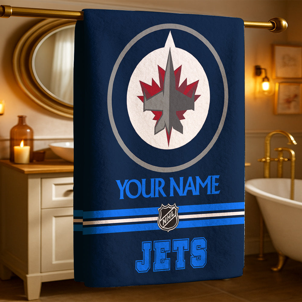 LIMITED EDITION - NEW CUSTOMIZED NHL21 WPJ WINNIPEG JETS BEACH & BATH TOWEL