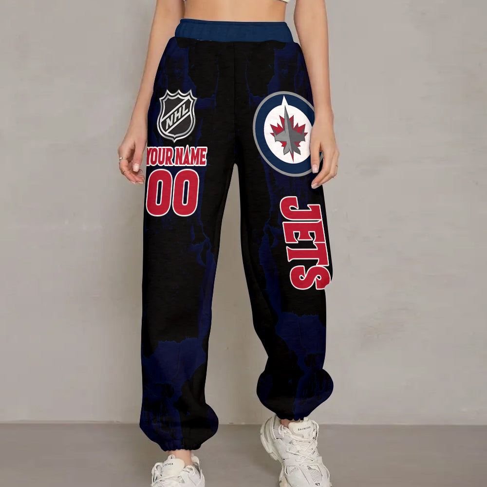 LIMITED EDITION - NEW CUSTOMIZED NHL21 WPJ WINNIPEG JETS LONG PANTS