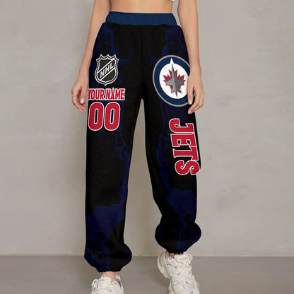 LIMITED EDITION - NEW CUSTOMIZED NHL21 WPJ WINNIPEG JETS LONG PANTS