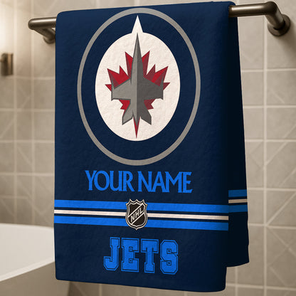 LIMITED EDITION - NEW CUSTOMIZED NHL21 WPJ WINNIPEG JETS BEACH & BATH TOWEL