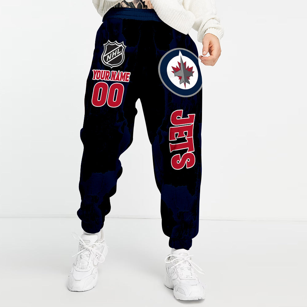 LIMITED EDITION - NEW CUSTOMIZED NHL21 WPJ WINNIPEG JETS LONG PANTS