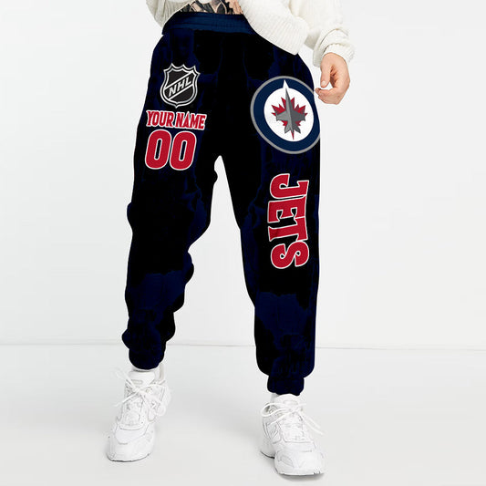 LIMITED EDITION - NEW CUSTOMIZED NHL21 WPJ WINNIPEG JETS LONG PANTS