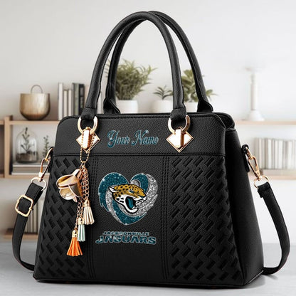 LIMITED EDITION - NEW CUSTOMIZED NFL30 JSJ JACKSONVILLE JAGUARS ZIP HANDBAG MULTICOLOR