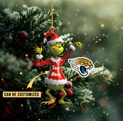 LIMITED EDITION - NEW CUSTOMIZED NFL30 JSJ JACKSONVILLE JAGUARS THE GRINCH ACRYLIC ORNAMENT