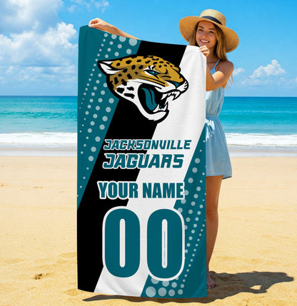 LIMITED EDITION - NEW CUSTOMIZED NFL30 JSJ JACKSONVILLE JAGUARS BEACH & BATH TOWEL