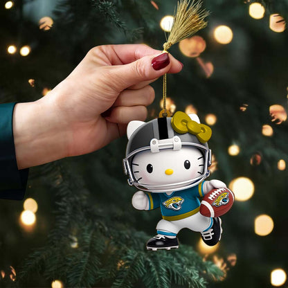 LIMITED EDITION - NEW CUSTOMIZED NFL30 JSJ JACKSONVILLE JAGUARS HELLO KITTY ACRYLIC ORNAMENT