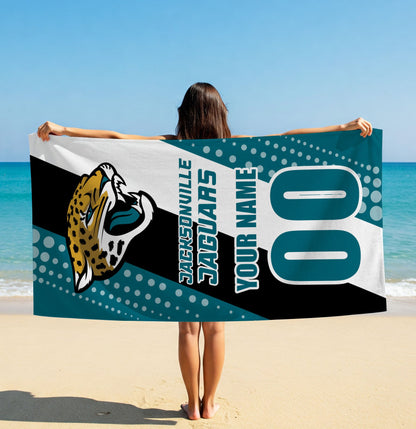 LIMITED EDITION - NEW CUSTOMIZED NFL30 JSJ JACKSONVILLE JAGUARS BEACH & BATH TOWEL
