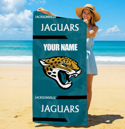 LIMITED EDITION - NEW CUSTOMIZED NFL30 JSJ JACKSONVILLE JAGUARS BEACH & BATH TOWEL