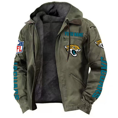 LIMITED EDITION - NEW CUSTOMIZED NFL30 JSJ JACKSONVILLE JAGUARS HOODED CARDIGAN JACKET